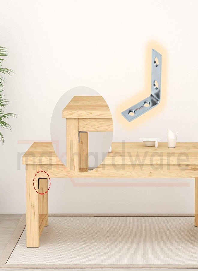 دعامة زاوية فولاذية على شكل حرف L من Mak Hardware® لدعم الرفوف الصلبة، دعامة زاوية يمنى لتقوية الكراسي/الطاولات، مع 48 قطعة من البراغي (1.5 بوصة × 1.5 بوصة)، عبوة من 12 قطعة - Image 5